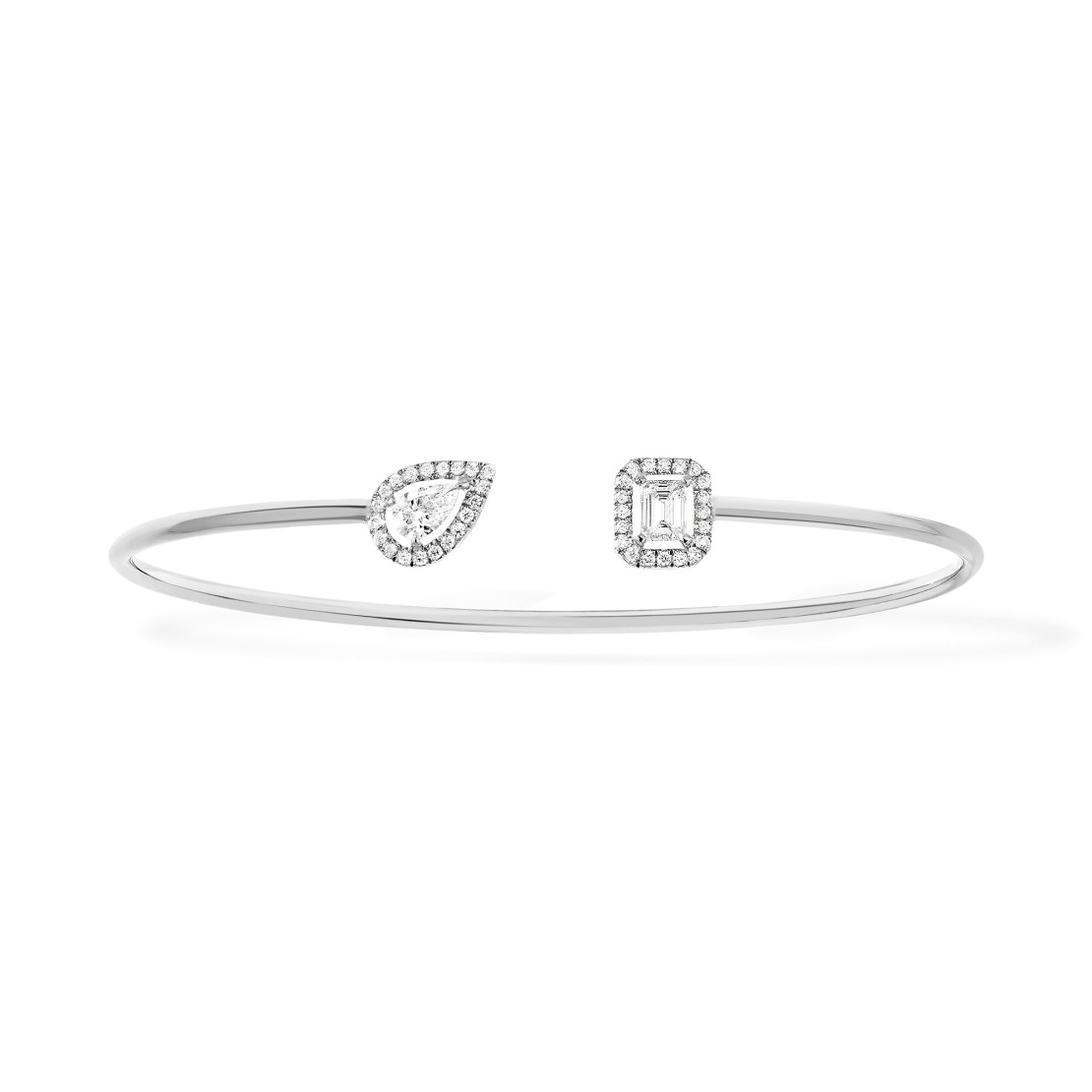 Bracelet Jonc Messika My Twin - Or Blanc Et Diamants - Taille XS - Neuf Avec étiquettes