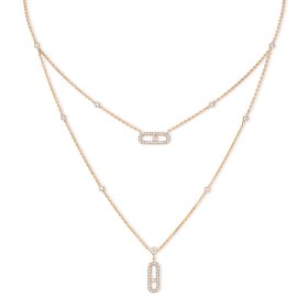 Roségold, Halsschmuck, Messika Move Uno Pavée Kette 07174-PG