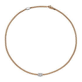 Weißgold, Halsschmuck, FOPE Eka Halskette mit Diamanten in Rautenfassung 73101C3_PB_R_BBB_043