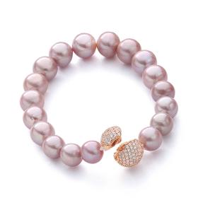 Silber rot/rosé-vergoldet, Armschmuck, Hesse Perl-Armband 104.0214