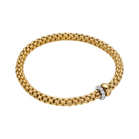 Weißgold, Armschmuck, FOPE Solo Flex'it Armband mit zwei Rondellen und Pavé-Fassung 62406BX_PB_G_BGX_0XS