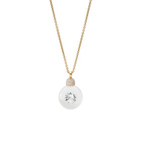Rotgold, Halsschmuck, Schmuckwerk Anhänger Glasklar mit Halskette DH586-RG-GW