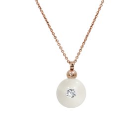 Rotgold, Halsschmuck, Schmuckwerk Anhänger Glasklar mit Halskette DH557-RG-GW