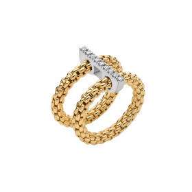 Weißgold, Ringe, FOPE Prima doppelter Mesh-Ring mit Diamantpavé, Ref: 74008AX_BB_G_XBX_0XS