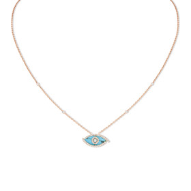 Roségold, Halsschmuck, Messika Lucky Eye Türkis Halskette 12952-PG