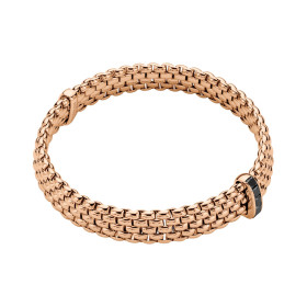 Roségold, Armschmuck, FOPE Panorama Flex'it Armband mit schwarzen Diamanten 52504BX_BN_R_XRX_0XS