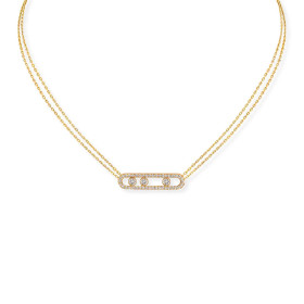 Gelbgold, Halsschmuck, Messika Move Classique Pavé Halskette 03994-YG