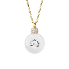 Gelbgold, Halsschmuck, Schmuckwerk Anhänger Glasklar mit Halskette DH5206-GG-GW