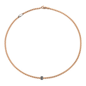 Roségold, Halsschmuck, FOPE Eka Halskette mit schwarzen Diamanten 73001CX_PN_R_X1X_043