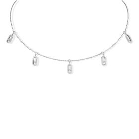 Weißgold, Halsschmuck, Messika Move Uno Choker Kette mit Quasten 12150-WG