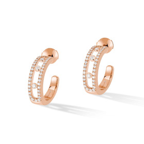 Roségold, Ohrringe, Messika Move Classique Pavé Hoop Creolen 04993-PG