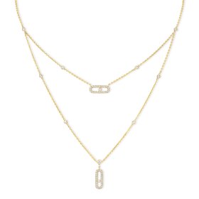 Gelbgold, Halsschmuck, Messika Move Uno Pavée Kette 07174-YG