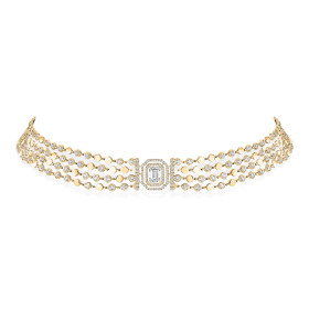 Gelbgold, Halsschmuck, Messika D-Vibes mehrreihiger Choker 12434-YG
