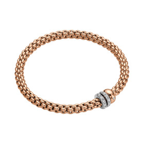 Weißgold, Armschmuck, FOPE Solo Flex'it Armband mit drei Rondellen und Pavébesatz 62506BX_PB_R_BRX_0XS