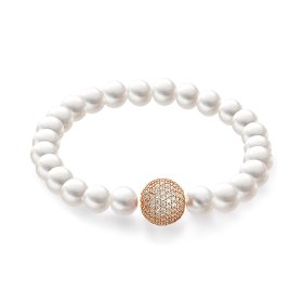 Silber rot/rosé-vergoldet, Armschmuck, Hesse Perl-Armband 104.0178