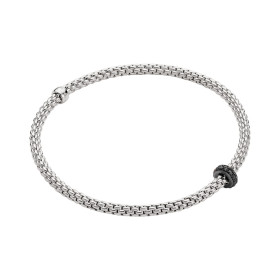 Weißgold, Armschmuck, FOPE Prima Flex’it Armband mit schwarzen Diamanten 74508BX_BN_B_X1X_0XS