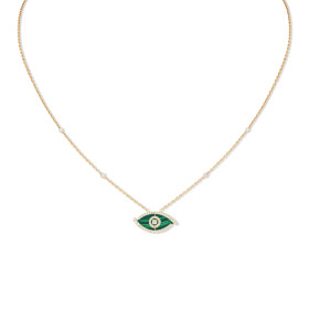 Gelbgold, Halsschmuck, Messika Lucky Eye Malachit Halskette 12592-YG