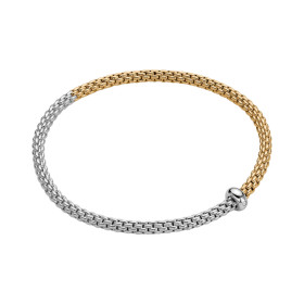 Weißgold, Armschmuck, FOPE Prima Flex’it Armband mit zweifarbigem Geflecht 01M08B2_BB_2_XBX_0XS