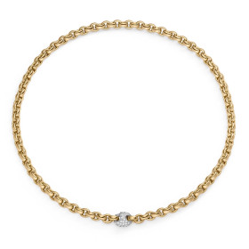 Weißgold, Halsschmuck, IsabelleFa Collier "ChaCha 6" Pavéclasp 04106/45BKHS-ROS