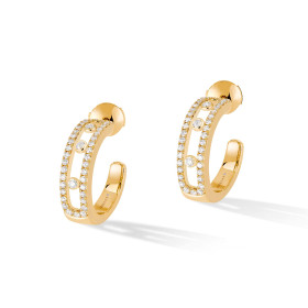 Gelbgold, Ohrringe, Messika Move Classique Pavé Hoop Creolen 04993-YG