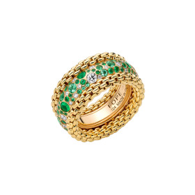 Gelbgold, Ringe, FOPE Bubble Ring mit Diamanten und Smaragden 71208AX_P6_G_XRX_140