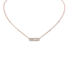 Roségold, Halsschmuck, Messika Move Classique Baby Pavé Halskette 04322-PG
