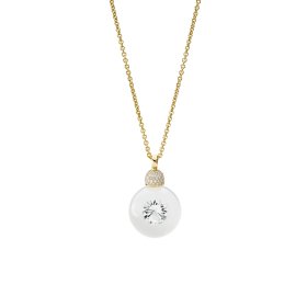 Gelbgold, Halsschmuck, Schmuckwerk Anhänger Glasklar mit Halskette DH586-GG-GW