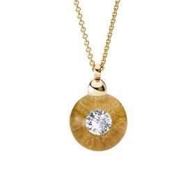 Gelbgold, Halsschmuck, Schmuckwerk Glasklar Anhänger mit Halskette DH5207-GG-GG