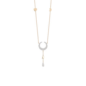 Weißgold, Halsschmuck, Al Coro Mezzaluna Collier NC414R43