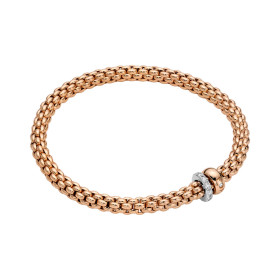 Weißgold, Armschmuck, FOPE Solo Flex'it Armband mit zwei Rondellen und Pavé-Fassung 62406BX_PB_R_BRX_0XS