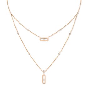 Roségold, Halsschmuck, Messika Move Uno 2 Rangs Kette 08852-PG
