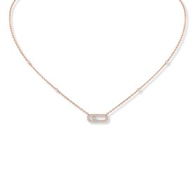 Roségold, Halsschmuck, Messika Move Uno Pavé Halskette 04708-PG