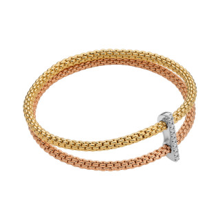 Weißgold, Armschmuck, FOPE Prima doppeltes Mesh-Armband mit Diamantpavé, Ref: 74008BX_BB_3_XBX_00S
