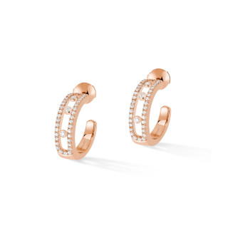 Roségold, Ohrringe, Messika Move Classique Pavé Hoop Creolen, Ref: 04993-PG