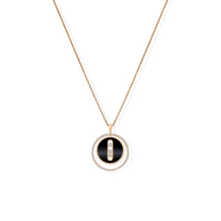 Roségold, Halsschmuck, Messika Lucky Move MM Onyx Halskette, Ref: 10838-PG