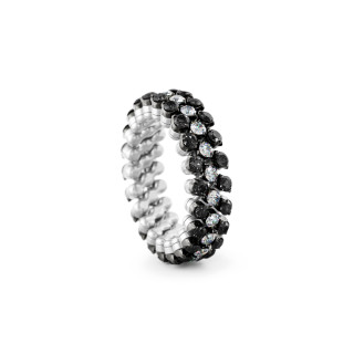 Weißgold + Weißgold, schwarz rhodiniert, Ringe, Serafino Consoli Brevetto Multi-Size Ring, Ref: RMS 3F2 WBG WD BD X