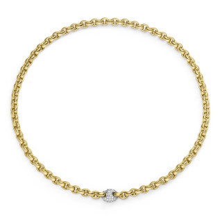 Gelbgold, Halsschmuck, IsabelleFa Collier "ChaCha 6" Pavéclasp, Ref: 04106/45BKHS-GG
