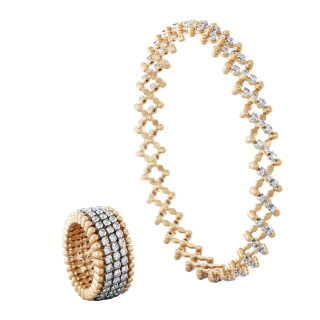 Roségold + Roségold, weiß rhodiniert, Ringe, Serafino Consoli Serafino Multi-Size Ring und Armreif, Ref: S.RB 5M2 RWG WD
