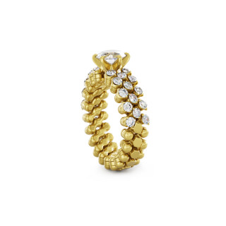 Gelbgold, Ringe, Serafino Consoli Brevetto Solitaire Multi-Size Ring, Ref: RMS SL WD 075 3H2 YG WD