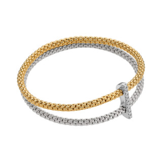 Weißgold, Armschmuck, FOPE Prima doppeltes Mesh-Armband mit Diamantpavé, Ref: 74008BX_BB_2_XBX_00M