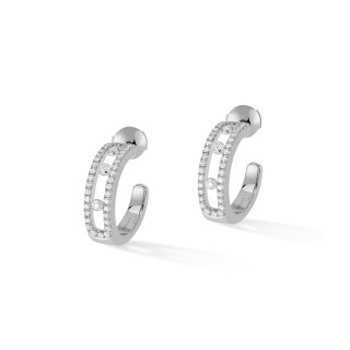 Weißgold, Ohrringe, Messika Move Classique Pavé Hoop Creolen, Ref: 04993-WG