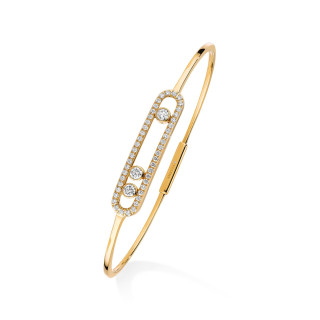 Gelbgold, Armschmuck, Messika Move Classique Pavé Thin Armreif, Ref: 05032-YG