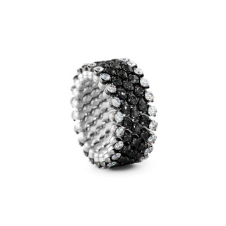 Weißgold + Weißgold, schwarz rhodiniert, Ringe, Serafino Consoli Brevetto Multi-Size Ring, Ref: RMS 5F2 WBG WD BD