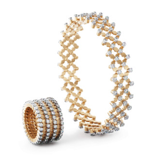 Roségold + Roségold, weiß rhodiniert, Armschmuck, Serafino Consoli Serafino Multi-Size Ring und Armreif, Ref: S.RB A-7F2 RWG WD