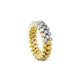 Gelbgold + Gelbgold, weiß rhodiniert, Ringe, Serafino Consoli Brevetto Multi-Size Ring, Ref: RMS 3H2 YWG WD