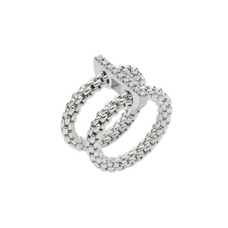 Weißgold, Ringe, FOPE Prima doppelter Mesh-Ring mit Diamantpavé, Ref: 74008AX_BB_B_XBX_00L