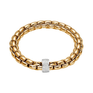 Gelbgold, Armschmuck, FOPE Eka Flex'it Armband mit Diamantpavé, Ref: 60411BX_PB_G_XBX_0XS