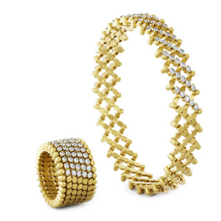 Gelbgold, Ringe, Serafino Consoli Serafino Multi-Size Ring und Armreif, Ref: S.RB 7HM2 YG WD