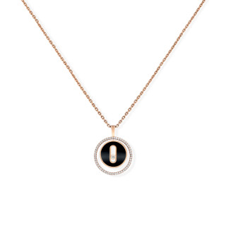 Roségold, Halsschmuck, Messika Lucky Move KM Onyx Halskette, Ref: 12317-PG