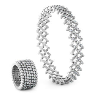 Weißgold, Ringe, Serafino Consoli Serafino Multi-Size Ring und Armreif, Ref: S.RB 7M2 WG WD